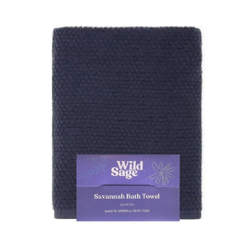 new Wild Sage Savannah 90% Cotton BATH Towels = 2 Yolk Yellow + 2 Bijou Blue